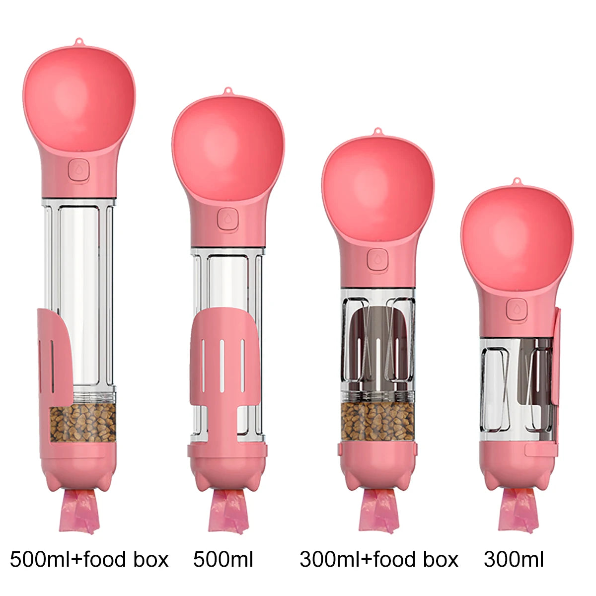 KOMMILIFE 3-in-1 Portable Dog Water Bottle and Food Feeder with Poop Dispenser - Leak-Proof and Multifunctional for Active Pets