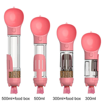 KOMMILIFE 3-in-1 Portable Dog Water Bottle and Food Feeder with Poop Dispenser - Leak-Proof and Multifunctional for Active Pets