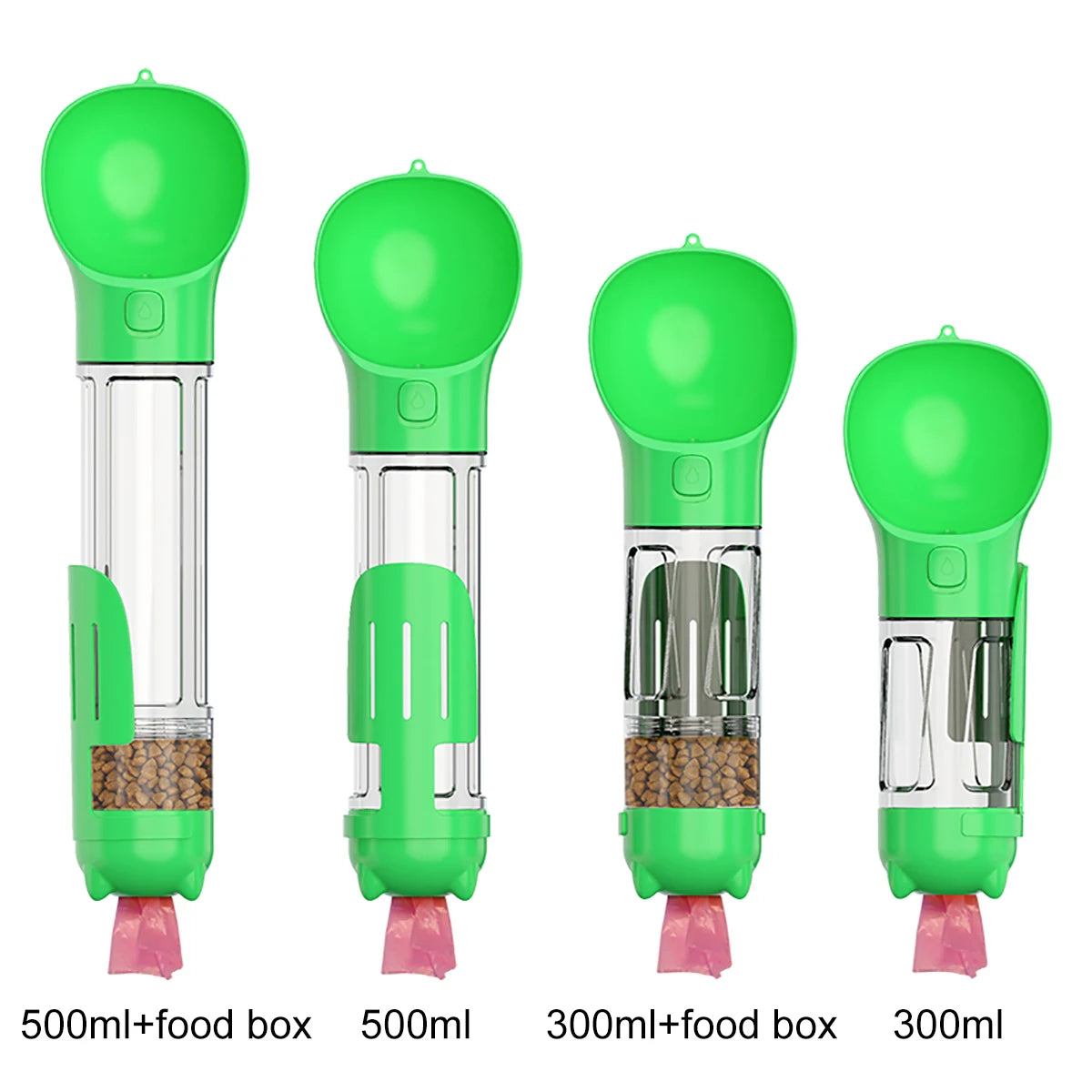 KOMMILIFE 3-in-1 Portable Dog Water Bottle and Food Feeder with Poop Dispenser - Leak-Proof and Multifunctional for Active Pets