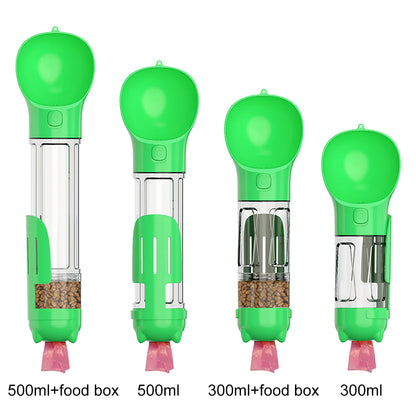 KOMMILIFE 3-in-1 Portable Dog Water Bottle and Food Feeder with Poop Dispenser - Leak-Proof and Multifunctional for Active Pets