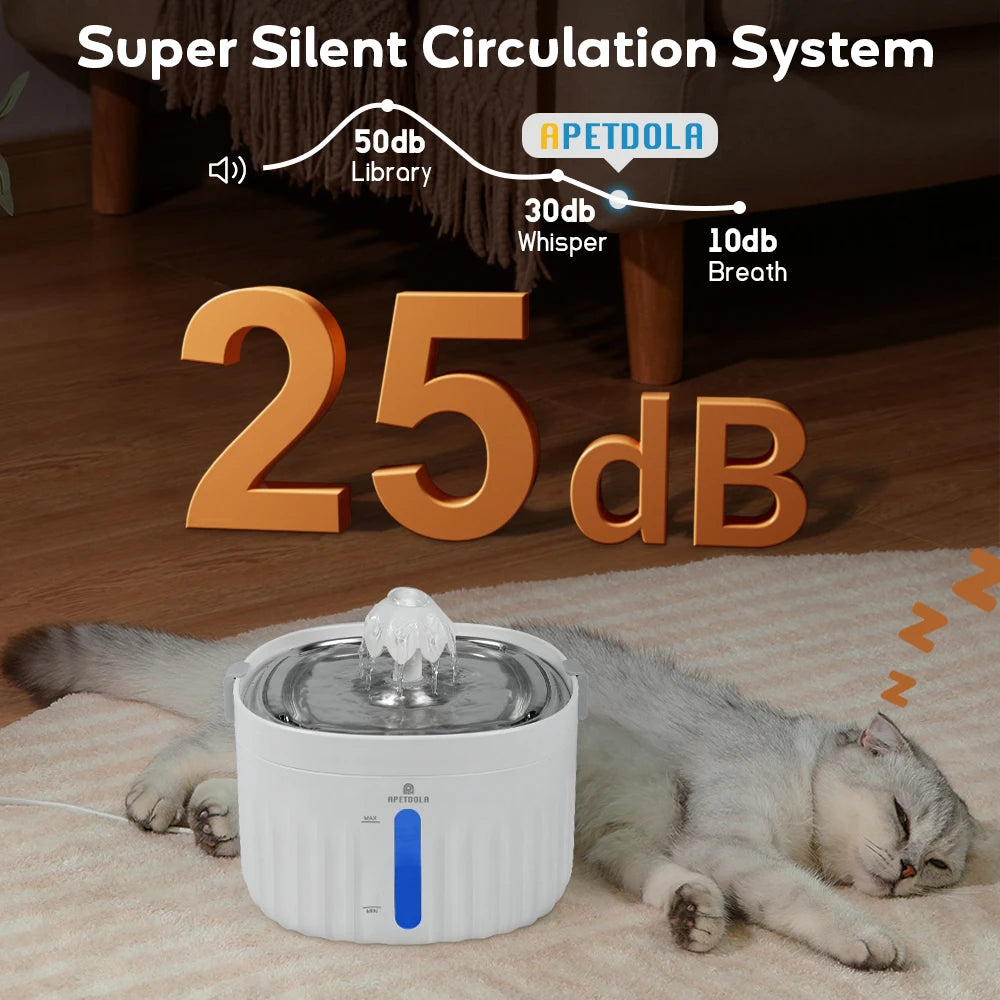 Automatic Cat Water Fountain - Stainless Steel Pet Water Dispenser with 6-Level Filtration for Cats and Dogs