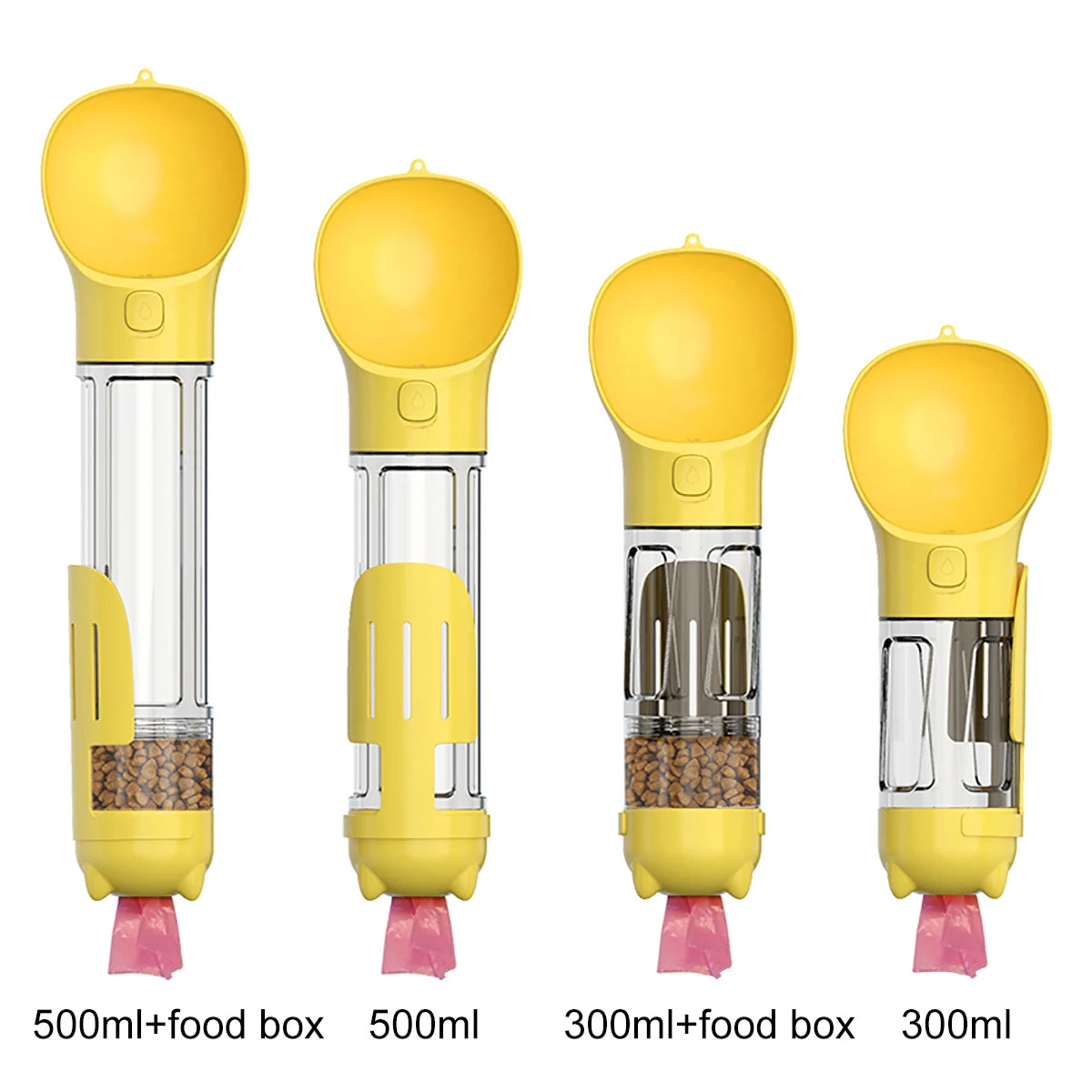 KOMMILIFE 3-in-1 Portable Dog Water Bottle and Food Feeder with Poop Dispenser - Leak-Proof and Multifunctional for Active Pets