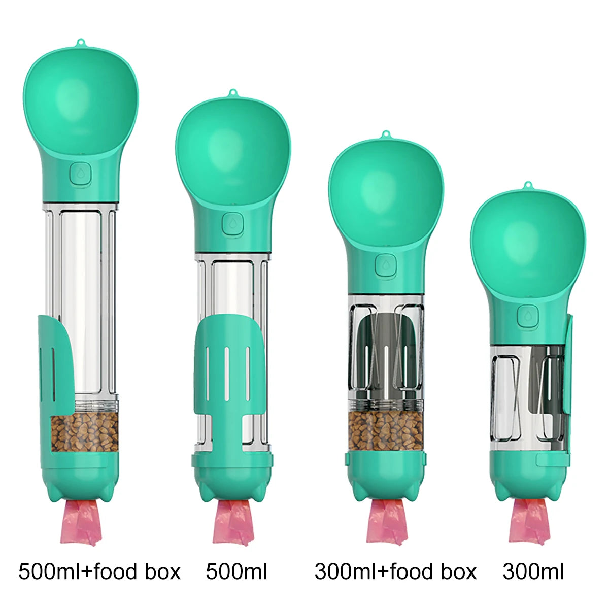 KOMMILIFE 3-in-1 Portable Dog Water Bottle and Food Feeder with Poop Dispenser - Leak-Proof and Multifunctional for Active Pets