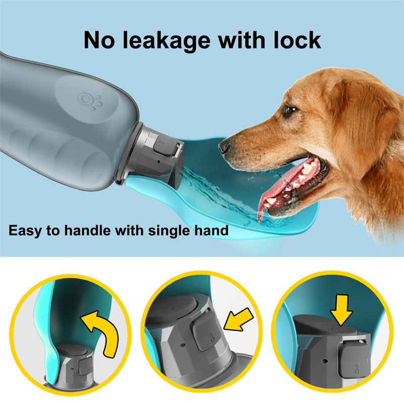 800ml Portable Dog Water Bottle - High Capacity, Leakproof & Foldable Drinking Bowl for Outdoor Adventures with Your Golden Retriever