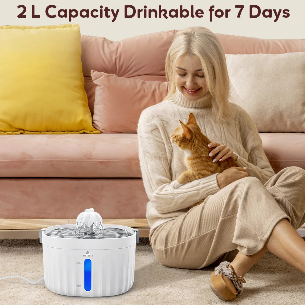 Automatic Cat Water Fountain - Stainless Steel Pet Water Dispenser with 6-Level Filtration for Cats and Dogs