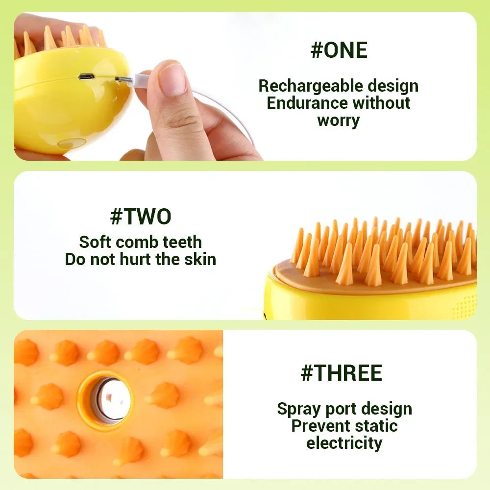 Revolutionary 3-in-1 Cat and Dog Steam Brush - Electric Grooming Tool for Effortless Shedding and Relaxing Massage